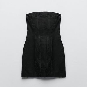 Zara black denim dress never worn with tags